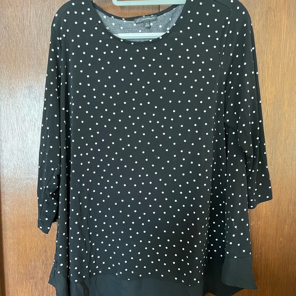 Adrianna Papell Black and White Polka Dot Blouse